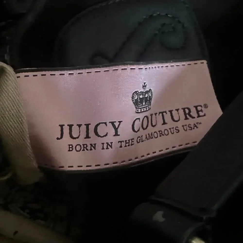 Vintage Y2K Juicy Couture Black Velour Shoulder Bag